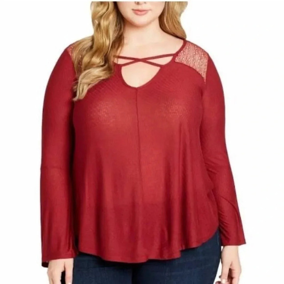 Jessica Simpson Women’s Top Ruby Flare Sleeve Size 2X New - Picture 1 of 13